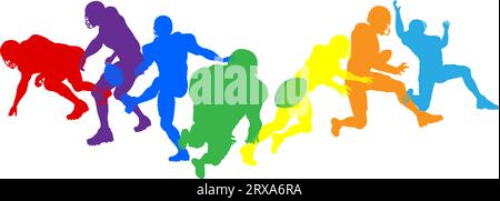 Silhouette giocatore di football americano Illustrazione Vettoriale