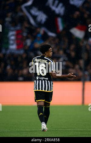 Weston McKennie della Juventus FC gestisce durante la partita di serie A tra US Sassuolo e Juventus FC. Foto Stock