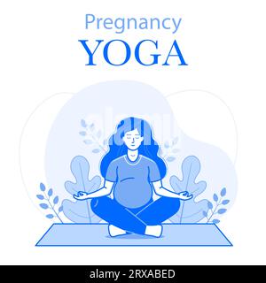 Carta prenatale Yoga con donna incinta fare Illustrazione Vettoriale