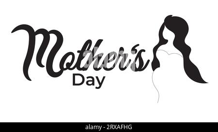 felice calligrafia per la festa della mamma e disegno di linee nere disegnate a mano da pragnet mother Illustrazione Vettoriale