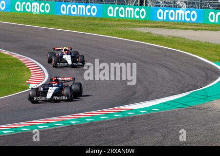 24 settembre 2023; Suzuka Circuit, Suzuka, Giappone; 2023 Formula 1 Lenovo Japanese Grand Prix; Race Day; numero 40 Scuderia AlphaTauri pilota Liam Lawson durante la gara di Formula 1 giapponese Foto Stock