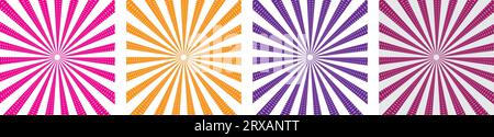 Sfondo giallo dei fumetti. Sfondo linee astratte. Raggi solari luminosi. Progettare cornici per il titolo del libro. Polka esplosiva. Azione del fascio. Schema Illustrazione Vettoriale