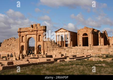Il sito di scavo romano a Sbeitla, in Tunisia Foto Stock