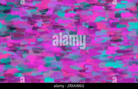 Strisce grunge multicolori con sfondo gesso. Ripetizione senza cuciture. Tratti orizzontali di matita pastello. Sfumature e colori blu e magenta. Foto Stock