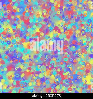 Motivo floreale multicolore astratto con sfondo sfocato. Texture senza cuciture. Colori vivaci. Foto Stock