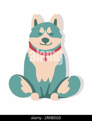 Illustrazione vettoriale isolata di cane yoga. Cane in posizione di loto. Illustrazione Vettoriale