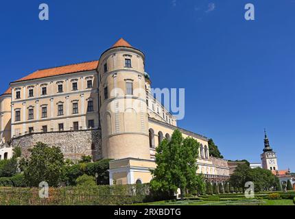 Castello di Mikulov, punto di riferimento della Repubblica Ceca Foto Stock