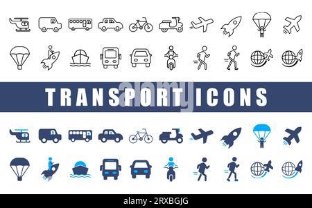 Set di icone trasporto. Illustrazione Vettoriale