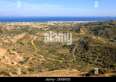 Vista sul mare dal castello di Antimachia sull'isola di Kos in Grecia Foto Stock