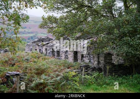Vista della cava di Dorothea Slate, situata vicino ai villaggi di Nantlle e Talysarn, Snowdonia, Galles del Nord, Regno Unito. Foto Stock