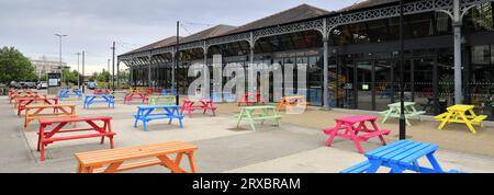 L'area del mercato di Doncaster, South Yorkshire, Inghilterra, Regno Unito Foto Stock