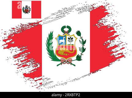 Vettore bandiera Perù disegno pennello Illustrazione Vettoriale