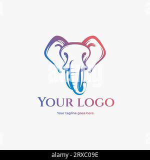 Logo con elefante. Illustrazione vettoriale. Logotipo pulito di una mascotte Illustrazione Vettoriale