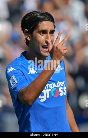 Empoli, Italia. 24 settembre 2023. Il centrocampista dell'Empoli'FC Youssef Maleh durante l'Empoli FC vs Inter - FC Internazionale, partita di serie A A Empoli, Italia, 24 settembre 2023 crediti: Independent Photo Agency/Alamy Live News Foto Stock