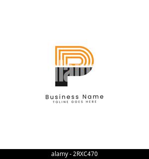 P Letter Stock Illustration con logo vettoriale linee geometriche. Alfabeto P in stile mezzilinea Illustrazione Vettoriale