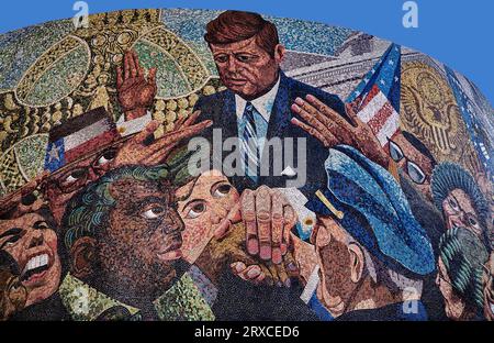 J. F. Kennedy Memorial mural, Floodgate Street, Deritend, Birmingham, Inghilterra, Regno Unito, Foto Stock