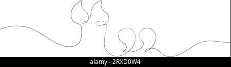 Indicare il design del banner a una riga. Virgolette segno elemento continuo, virgola doppia design moderno del logo. Poster di testo grafica vettoriale decente Illustrazione Vettoriale