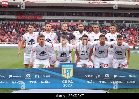 Buenos Aires, Argentina. 24 settembre 2023. Squadra dell'Instituto prima della partita per il sesto round della Liga Profesional de Fútbol Binance Cup argentina allo Stadio Ricardo Bochini ( Credit: Néstor J. Beremblum/Alamy Live News Foto Stock