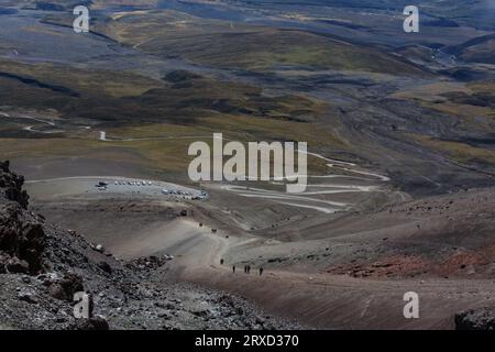 La pista di arrampicata sul Cotopaxi, Ecuador, Sud America Foto Stock