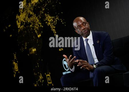 New York, New York, USA. , . James Manyika durante la 2023 UNSTOPPABLE AFRICA Conference presentata da Global African Business Initiative, tenutasi al Westin Grand Central di New York, settembre 21-22 2023. Crediti: Jennifer Graylock/Alamy Live News Foto Stock