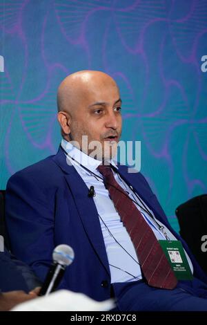 New York, New York, USA. , . Walid Hareb al Falahi durante la 2023 UNSTOPPABLE AFRICA Conference presentata da Global African Business Initiative, tenutasi al Westin Grand Central di New York, settembre 21-22 2023. Crediti: Jennifer Graylock/Alamy Live News Foto Stock