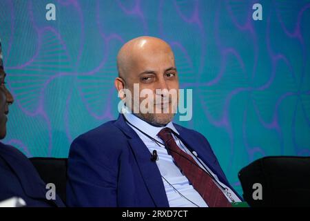 New York, New York, USA. , . Walid Hareb al Falahi durante la 2023 UNSTOPPABLE AFRICA Conference presentata da Global African Business Initiative, tenutasi al Westin Grand Central di New York, settembre 21-22 2023. Crediti: Jennifer Graylock/Alamy Live News Foto Stock