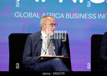 New York, New York, USA. , . Martin Kingston durante la 2023 UNSTOPPABLE AFRICA Conference presentata da Global African Business Initiative, tenutasi al Westin Grand Central di New York, settembre 21-22 2023. Crediti: Jennifer Graylock/Alamy Live News Foto Stock