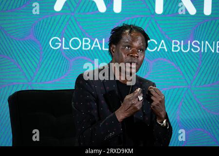 New York, New York, USA. , . Baaba Maal durante la 2023 UNSTOPPABLE AFRICA Conference presentata da Global African Business Initiative, tenutasi al Westin Grand Central di New York, settembre 21-22 2023. Crediti: Jennifer Graylock/Alamy Live News Foto Stock