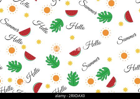 modello estivo senza cuciture in tessuto. sfondo estivo, sfondo estivo, carta da parati estiva Illustrazione Vettoriale