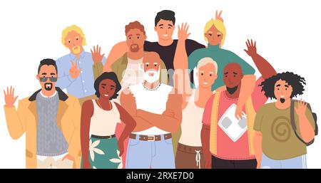 Gruppo di diverse multinazionali che stanno insieme Illustrazione Vettoriale
