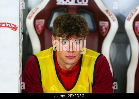 Nicola Zalewski dell'AS Roma durante la partita di serie A tra Torino FC e AS Roma il 24 settembre 2023 allo Stadio Olimpico grande Torino di Torino, Ita Foto Stock