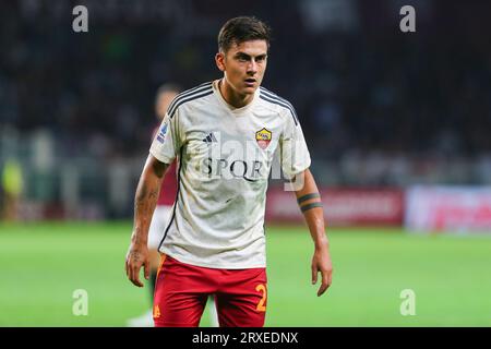 Paulo Dybala dell'AS Roma durante la partita di serie A tra Torino FC e AS Roma il 24 settembre 2023 allo Stadio Olimpico grande Torino di Torino. Foto Stock