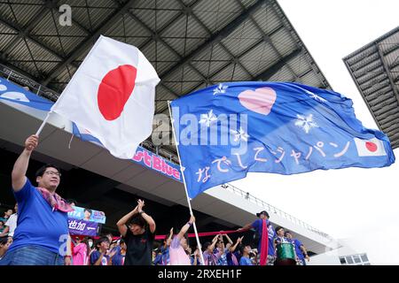 Fukuoka, Giappone. 23 settembre 2023. General View Football/Soccer : partita amichevole internazionale femminile tra il Giappone 8-0 e l'Argentina allo Stadio Kitakyushu di Fukuoka, Giappone . Credito: SportsPressJP/AFLO/Alamy Live News Foto Stock