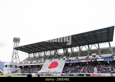 Fukuoka, Giappone. 23 settembre 2023. General View Football/Soccer : partita amichevole internazionale femminile tra il Giappone 8-0 e l'Argentina allo Stadio Kitakyushu di Fukuoka, Giappone . Credito: SportsPressJP/AFLO/Alamy Live News Foto Stock