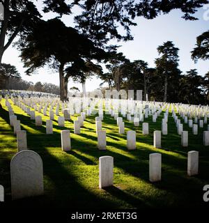 Lapidi nel San Francisco National Cemetery, California. Foto Stock