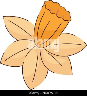 cartone animato con fiori di narciso e narciso disegnato a mano Illustrazione Vettoriale