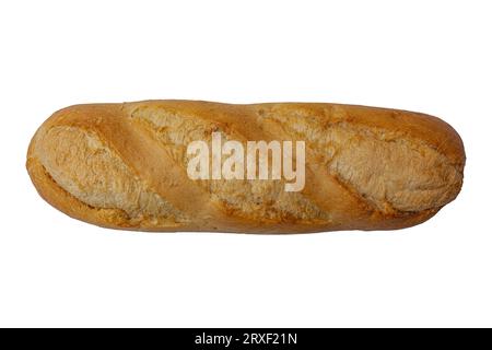 pane appena sfornato isolato su sfondo bianco, vista dall'alto. Foto di alta qualità Foto Stock