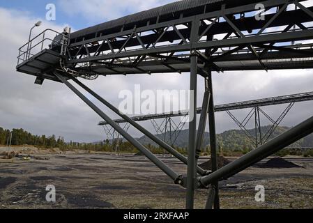 GREYMOUTH, NUOVA ZELANDA, circa 2010: Impianto di consegna del carbone presso la miniera di carbone di Pike River, circa 2010 vicino a Greymouth, nuova Zelanda, Foto Stock