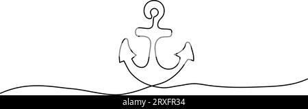 Disegno della forma di ancoraggio per linea continua, disegno a linee sottili Illustrazione Vettoriale