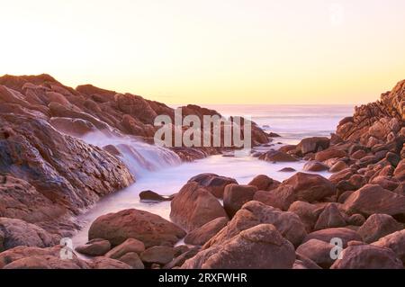 Injidup Natural Spa al tramonto, Wyadup Rocks, Yallingup, Australia Occidentale Foto Stock