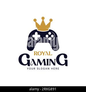 Logo Royal Crown Gaming Design Logoype per bambini telecomando per giochi Illustrazione Vettoriale