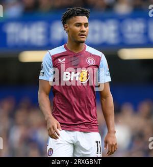 24 set 2023 - Chelsea contro Aston Villa - Premier League - Stamford Bridge Ollie Watkins dell'Aston Villa durante la partita contro il Chelsea. Immagine : Mark Pain / Alamy Live News Foto Stock