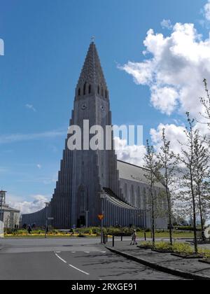 Hallgrimskirkja, anche chiesa di Hallgrimurs, chiesa evangelica luterana a Reykjavik, Islanda Foto Stock