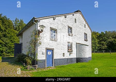 Fattoria del XIX secolo a Domaine du Fourneau Saint-Michel, museo all'aperto della vita rurale vallone a Saint-Hubert, Lussemburgo, Ardenne belghe, Belgio Foto Stock