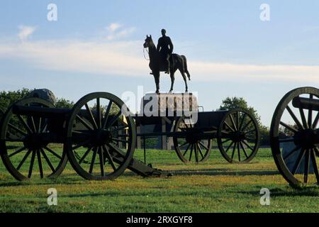 Monumenti vicini a High Water Mark, Gettysburg National Military Park, Pennsylvania Foto Stock