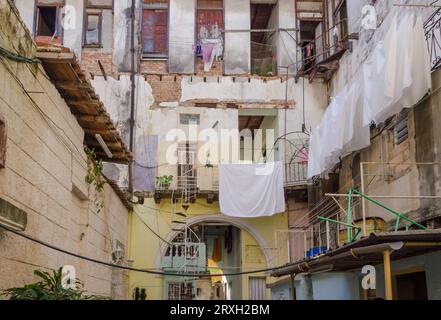 Asciugatura della lavanderia a Cuba Foto Stock