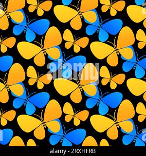Vector Butterfly ripetizione senza giunture sfondo disegno ripetizione. Casual colorata silhouette farfalla, carino motivo pastello girly. Illustrazione Vettoriale
