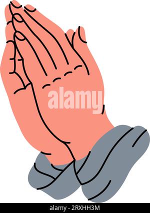 Pregare le mani. Tatuaggio della vecchia scuola. Illustrazione vettoriale. Illustrazione Vettoriale