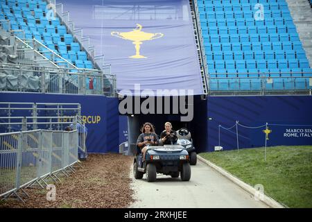 Roma, Italia. 25 settembre 2023. ROMA, Italia - 25.09.2023: Lavori in corso per la Ryder Cup 2023 a Roma presso il Marco Simeoni Golf e Country Club di Roma. Credito: Agenzia fotografica indipendente/Alamy Live News Foto Stock