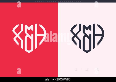 Lettere iniziali della XK con cuore rosso e logo Love icona piatta concetto monogramma Illustrazione Vettoriale